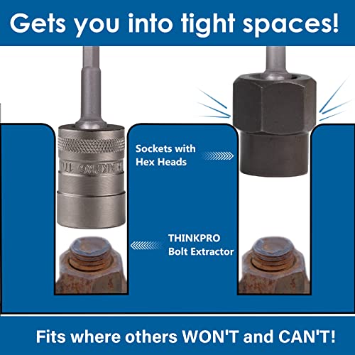 Thinkpro Upgraded Bolt Extractor Set, 15 Pcs Impact Bolt & Nut Remover Set, Stripped Lug Nut Remover, Extraction Socket Set For Removing Damaged, Frozen, Rusted, Rounded-Off Bolts, Nuts & Screws #TOP1