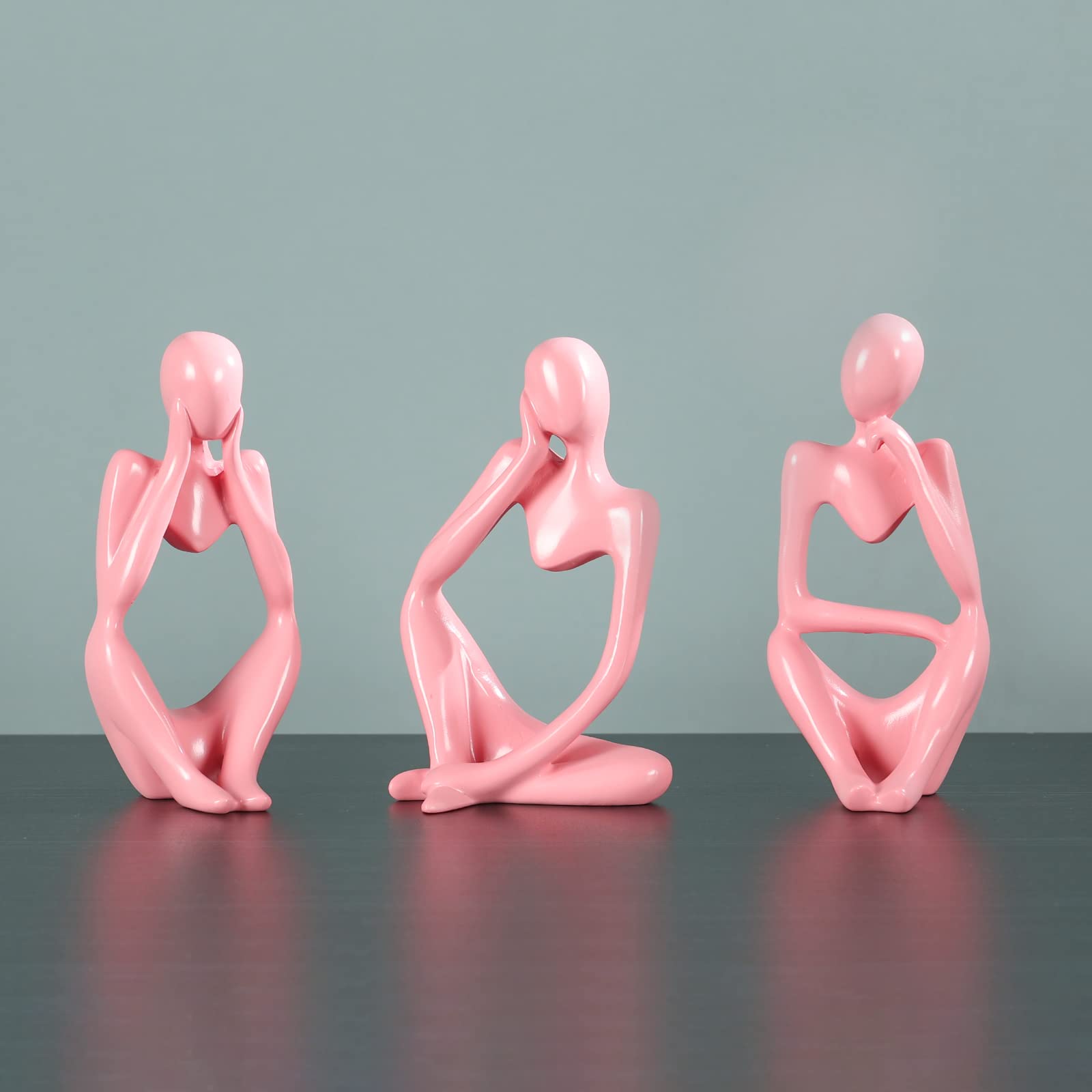 BMLCGJ Thinker Statue Gold Decor Abstract Art Sculpture, Golden Resin Collectible Figurines for Home Living Room Office Shelf Decoration,Great Gifts Ideas (Pink)