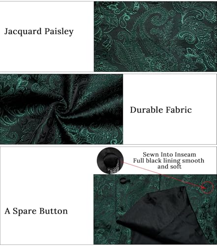Image of DiBanGu Mens Paisley Suit Vest Silk Jacquard Waistcoat and Necktie Set Formal Shawl Collar Dress Vest 7PCS for Wedding Party