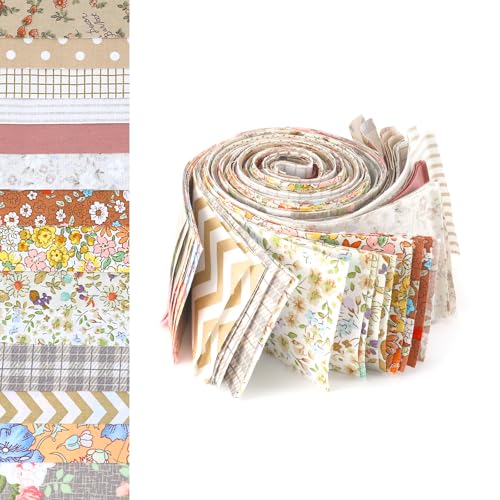 TAHULIK 42Pcs Jelly Roll Fabric Strips, 2.5 x 20 Inch Soft Cotton for Quilting, Re-Cut Quilt Fabric...