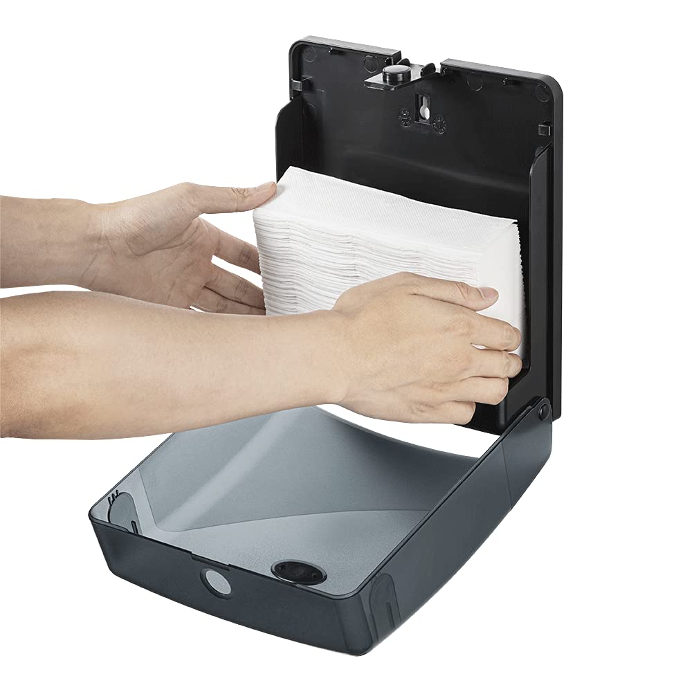 EZ-Pull 3210B-EZ Dispensador de Toallas de Papel montado en la Pared, Soporte para Toallas de Mano Delgado para Cocina, baño, Oficina, para Uso con Toalla de Mano EZ-Pull P2F5, Negro, 10 x 9.2 x 3.5