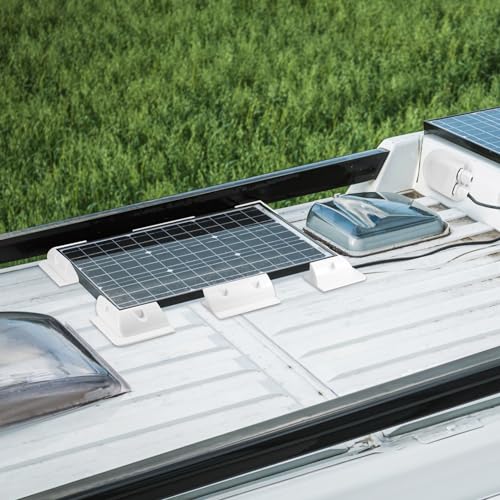 QWORK® Solarpanel Montagehalterungen, Bohrfreie Solarplatten Halterung, für Wohnmobile, Wohnmobile, Dächer, Weiß, 7PC