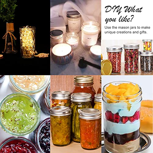Mason Jars 12Oz,Salzesfalls Wide Mouth Canning Jars With Separate Type Sliver Lids,Ideal For Jams, Butter,Honey,Oats, Wedding Favors, Shower Favors,20 Pack #TOP4