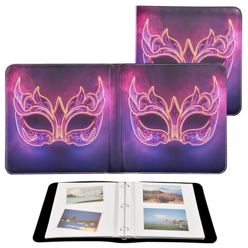Álbum de Fotos DIY Autoadhesivo con patrón de Máscaras de Carnaval. Encuadernación de 3 Anillos, 40 páginas, tamaño 11.8 x 11.2 pulgadas para memoria miniatura 2