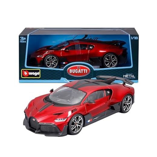 Bburago Bugatti Divo 18-11045R - Maqueta de Coche a Escala 1:18, Puertas y capó Abierto, 25 cm