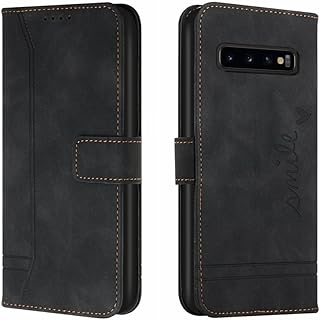 BICHONG Compatible with Samsung Galaxy S10 Plus Case, Galaxy S10 Plus Wallet case with Card Holder Kickstand Magnetic PU Leather Flip Shockproof Protective Case for Samsung Galaxy S10 Plus Black HX