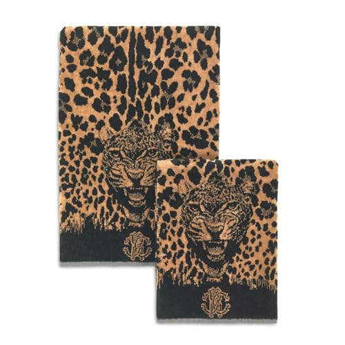 Roberto Cavalli Coppia Asciugamani in Puro Cotone Art. Wild Jaguar - Mattone