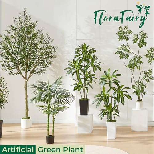 5.5FT Artificial Sumac Tree with White Pot, Tall Faux Plants Indoor, Large Fake Tree with Nearly Natural Silk Plant (Real Touch), for Home, Office, Living Room, Patio, Lobby Decor
