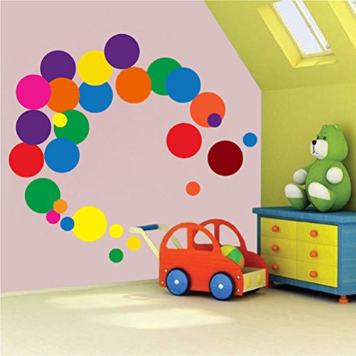 Toarti Polka Dots Wall Decals(132 Decals) Easy To Peel&Stick Polka Dots Wall Decals Safe On Walls Paint Removable Primary Colors Vinyl Polka Dot Decor Round Wall Stickers For Nursery Room (Multicolor) #TOP2