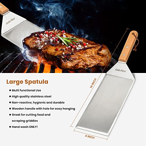 Onlyfire Grillspachtel Plancha Kit – Edelstahl-Grillspachtel, Schaber und Gusseisen-Grillpresse für Flache Tops, Grills, Öfen und Herde