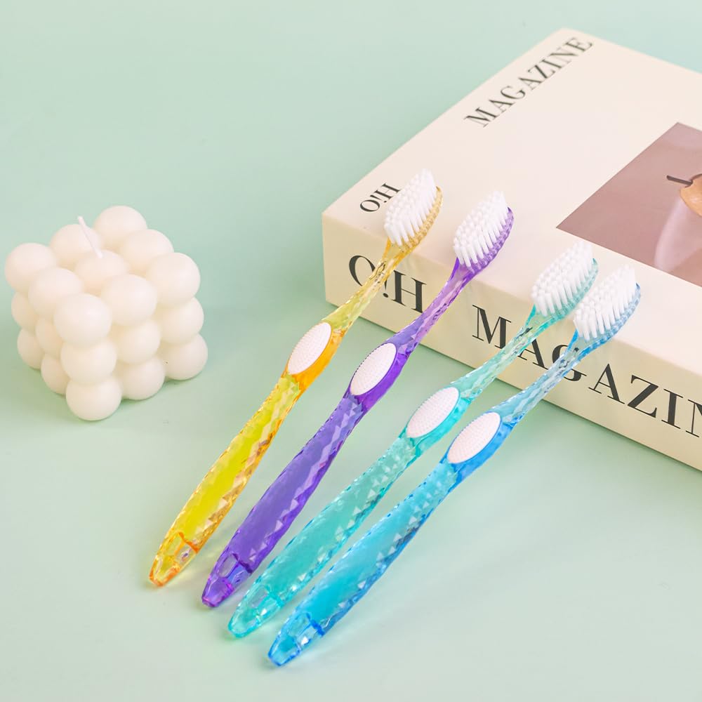 Spazzolino da denti solido, setole extra dure per fumatori adulti, kit di spazzolini da denti da viaggio multicolore trasparente, con custodia, confezione da 12 (12)