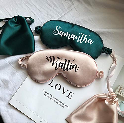 Custom Satin Sleep Eye Mask, Personalized Name Bridesmaid Gift Bachelorette Hen Party Favors Christmas Gift Stocking Stuffers Mother's Gift