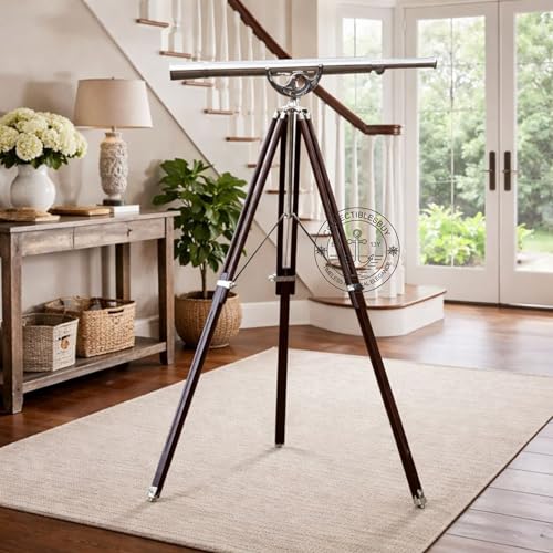 Télescopio Vintage con Trípode de Madera Ajustable 65" miniatura 3