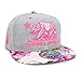 LAFSQ Embroidered California Republic with Bear Claw Scratch Snapback Cap (Hgrey/Pink/Flower)