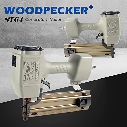 WOODPECKER ST64 14 Gauge Pneumatic T Nail Gun, Heavy Duty Concrete T Nailer, 18-64mm T Nails, Finish Nailer for Cement Brick Nailing, Furring Strips and Concrete Nailing, Baseboard - Image 4
