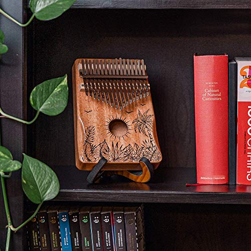 Mindozik™ Kalimba Musikinstrumenten-Set mit 17 Tasten – Daumen/Finger Klavier – originelles Geschenk zur Entspannung – Tropische Blumengravur + schützende Halterung der Abdeckung - Image 3