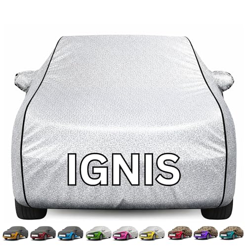Image of Kayme Premium Silver Ignis Car Cover Waterproof for (All Models & Variants - Petrol, Diesel, CNG & EV) |Speacially Custom Fit with Mirror Pockets |All-Weather Protection - Outdoor Car Body Cover