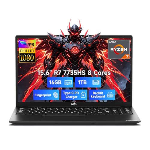 Nimo 15.6" FHD IPS Laptop, Ryzen 7 7735HS(8-Core, Beats i7-12650H) 16GB DDR5 RAM 1TB SSD, Win11 WiFi6E Numeric Keypad Backlit Ke