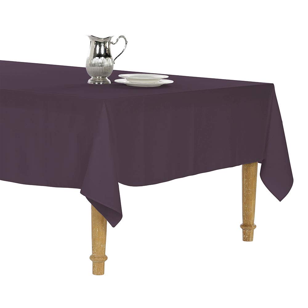 Party Social Colored Tablecloth, Aubergine 275 x 195, Rectangular Polyester Blend for Catering, Events, Dinner Parties, Weddings, Buffet Table or Home Dining, Washable Table Cloth