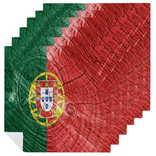 Servilletas de tela reutilizables con bandera de Portugal para mesas de madera de restaurante 2