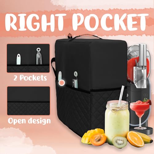 Image of CROTIRAD Slushie Machine Dust Cover for Ninja Slushie Frozen Drink Maker, Hanging Dust Cover for Ninja Slushy Machine, Easy Foldable Fits Ninja Slushi Maker, Quilted Black