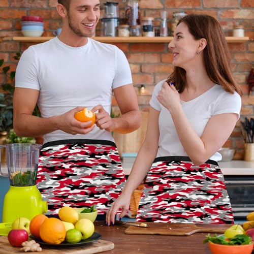 Tabliers courts de chef avec 3 poches lot de 3 demi-tabliers camouflage multicolore - 6