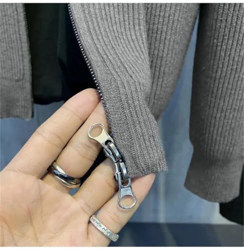 Men's Knitted Cardigan Warm Double Zipper Stripe Slim Fit Sweater Casual Baseball Collar Sweater4