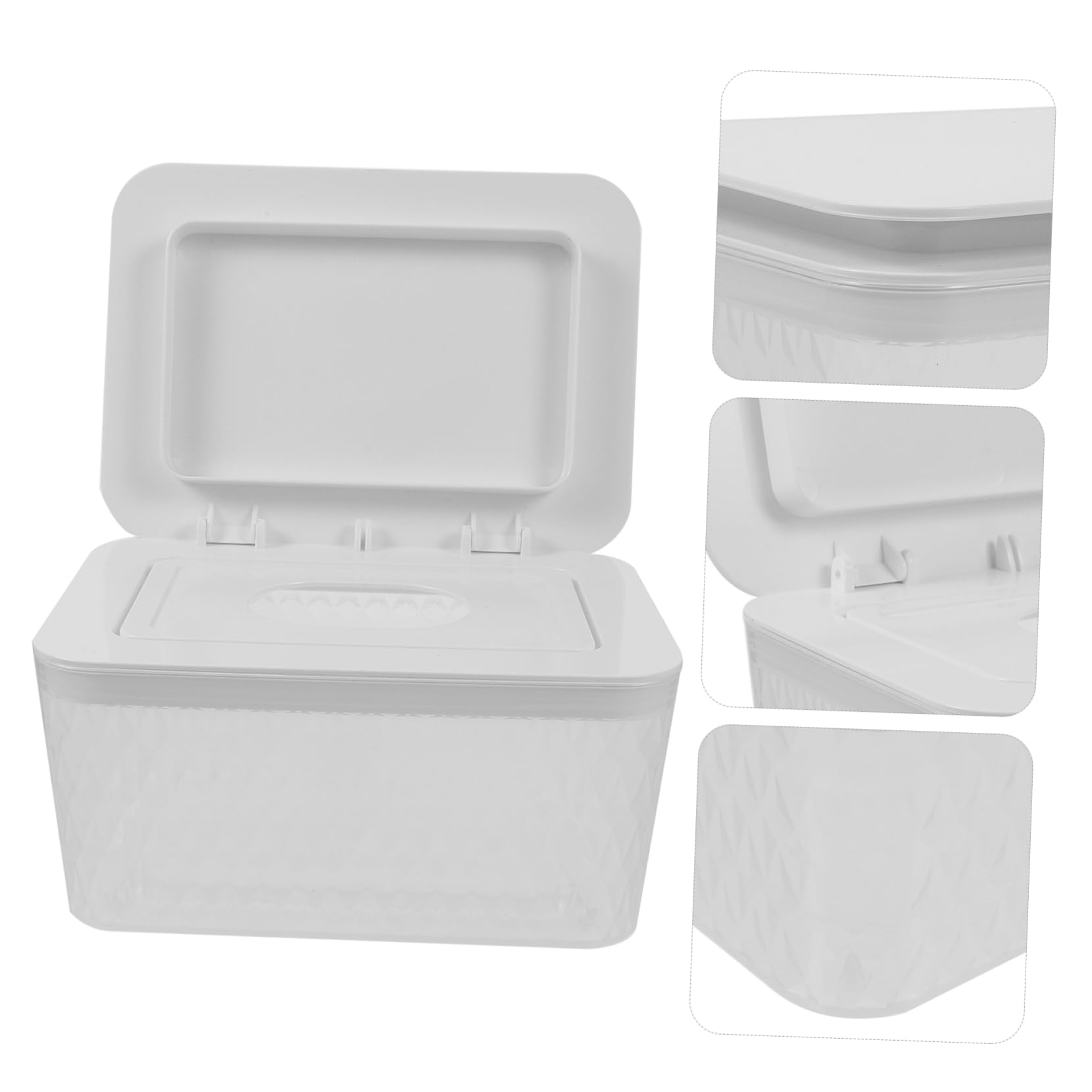 Contenedor de Toallitas Rellenable Blanco de Plástico Tapa, Dispensador Reutilizable Que Previene Contaminación para Baño y Organización en Escritorio