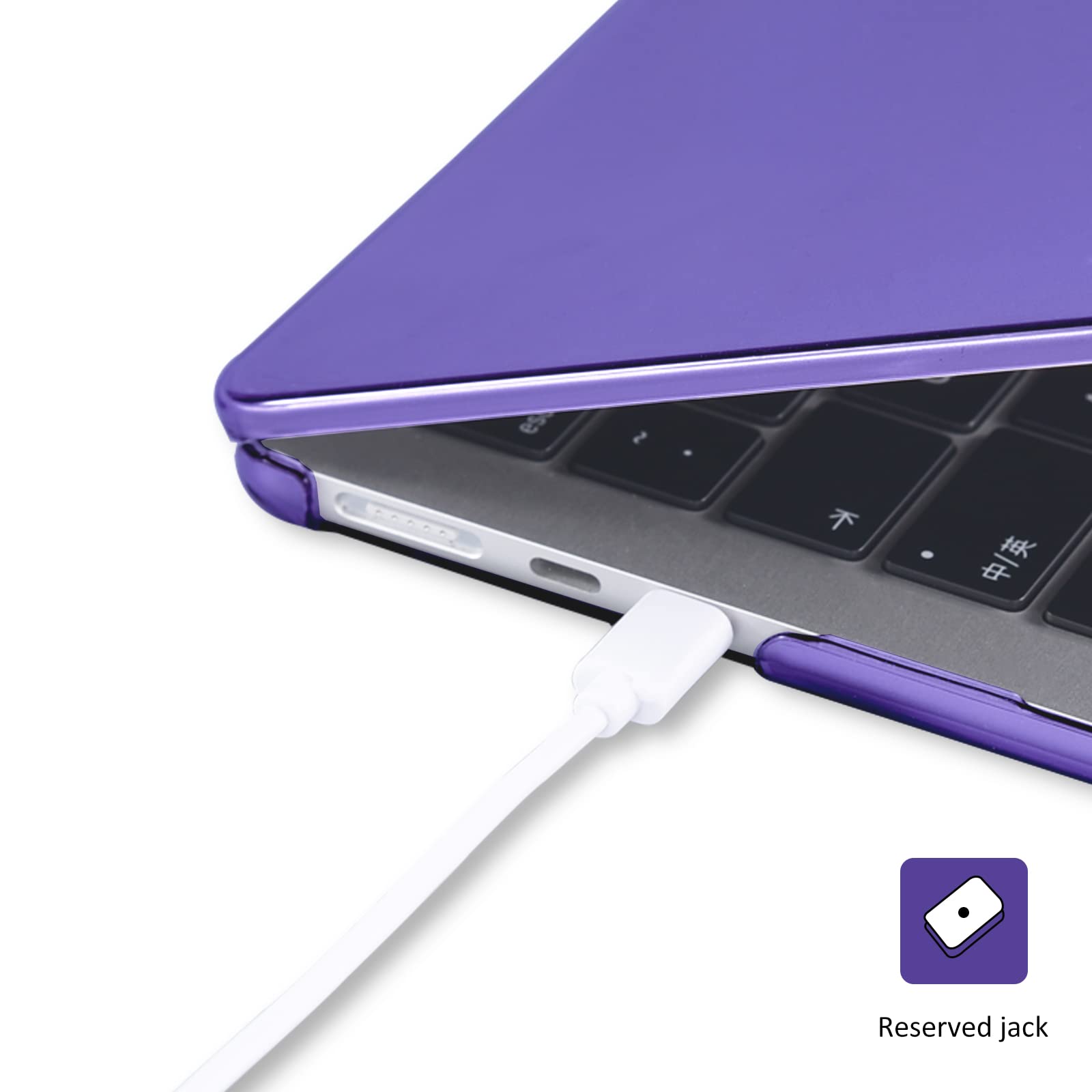 EooCoo Custodia Compatibile con MacBook Air 13.6 Pollici 2024 2023 Rilasciato, M3 M2 A3113 A2681 con Touch ID, Plastica Cover Rigide per Mac Air 13,6", Superficie Lucida - Viola Scuro