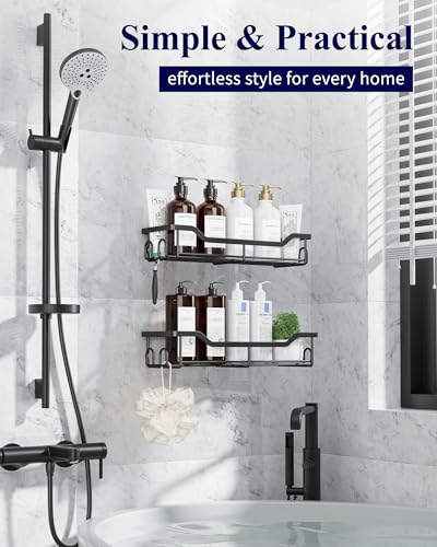 image for Kitsure Shower Caddy Large - Adhesive Shower Organizer, Stainless Stee