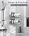 Kitsure Shower Caddy Large - Adhesive Shower Organizer, Stainless Steel Shelf for Inside Shower, No Drill Bathroom Organizers and Storage, Home Decor Accessories, 2 Pack, Black