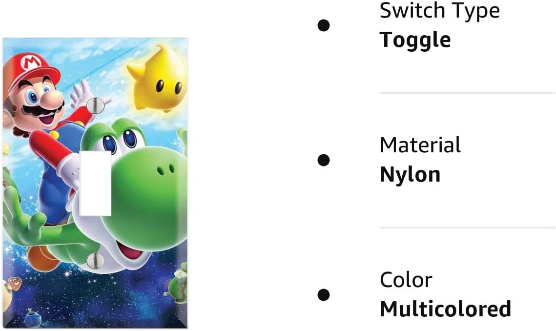 Single Toggle Wall Switch Cover Plate Decor Wallplate - Super Mario Galaxy Yoshi