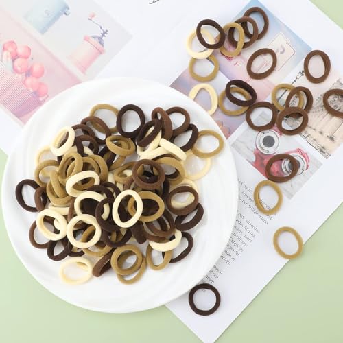 Image of Diversa Small Hair Elastics Kids Hair Bands Baby Girl Hair Rubber Bands Tiny Ponytail Holders Soft Mini Hair Ties (Dark Multicolor, Pack of 100 Pcs)