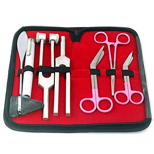 PRECISE CANADA Premium Set of 7 pcs Reflex Percussion Taylor Hammer Penlight Tuning Fork C 256 C 512 Bandage Scissors 5.5 and 4.5 Inches Hemostat Forceps 5.5 Inches