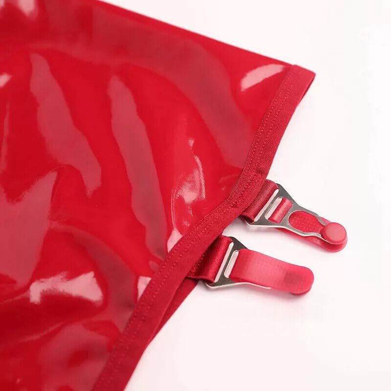 Glossy Shiny Patent Leather Girdle Garter with 4 Metal Clips Lingerie Nightwear Undergarment Party Wear One Size