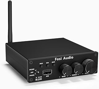 Fosi Audio BL20C 320 Watts Bluetooth 5.0 Stereo Audio Receiver Amplifier 2.1 CH Mini Hi-Fi Class D TDA7498E Integrated Amp U-Disk Player for Home Passive Speakers Powered Subwoofer(with Power Supply)