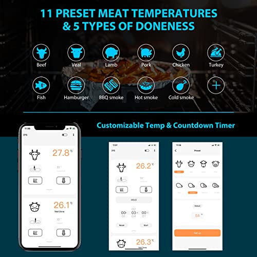 Termómetro de carne Bluetooth INKBIRD inalámbrico de cocina digital programable 5