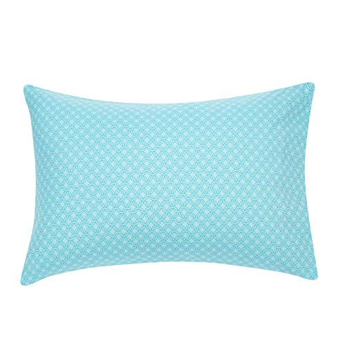 Image of Amazon Basics Full /Queen Comforter Set with Geometric Sheets, 7-Piece Industrial Teal Bedding, Lightweight Microfiber Bed-in-a-Bag