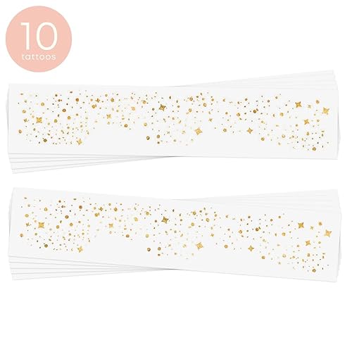 Miniatura 5 de GALACTIC GOLD FACE FRECKLES - Juego de 10 piezas de papel de aluminio dorado metálico temporal impermeable premium | pecas doradas, tatuaje de