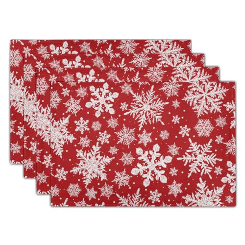 Sphragiyn Xmas Placemats 12×18 Inches Set of 4 Fabric Washable