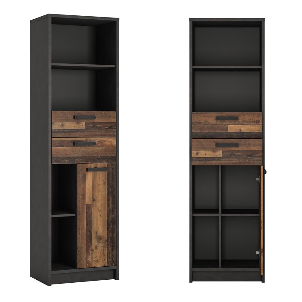 Lomadox Jugendzimmer Komplett-Set mit Bett 120x200, in grau mit Holz, Kleiderschrank 3-türig, Regal, Bücherregal, Doppelbett, Schreibtisch, Studentenzimmer, Kinderzimmer
