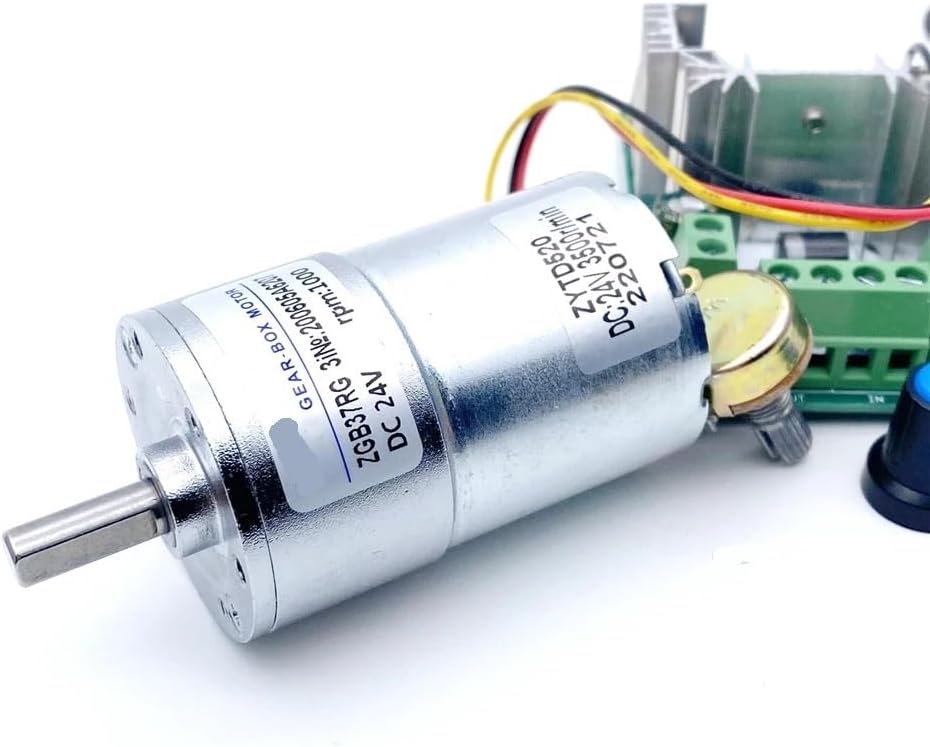 37MM DC Reduction Gear Motor 12V 24V High Torque CW/CCW Speed Regulation ZGB37RG Model Motor 5-1000RPM(Motor with Bracket,24V 105rpm)