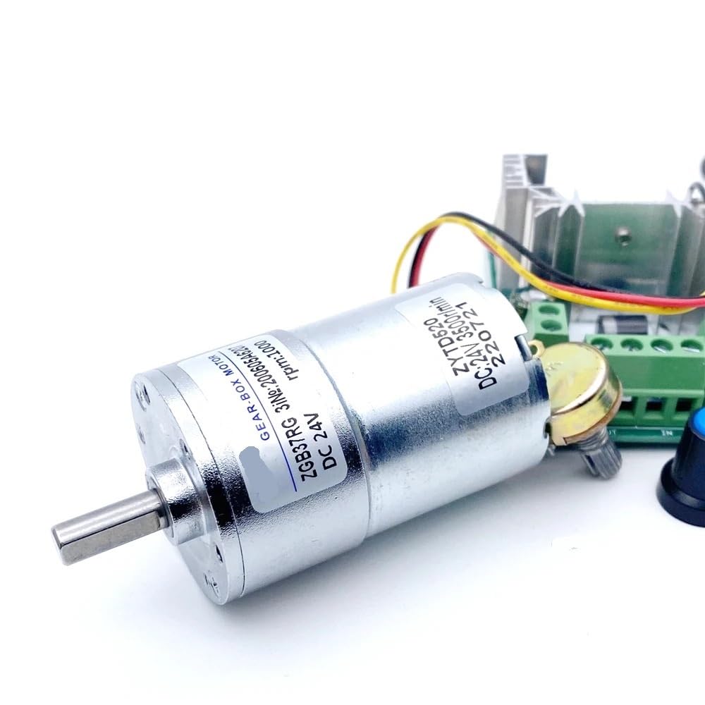 Silnik z przekładnią DC 37 mm, 12 V-24 V, wysoki moment obrotowy, regulacja prędkości w kierunku zgodnym z ruchem wskazówek zegara, model ZGB37RG, 5 – 1000 obr./min (silnik x 5 A, 12 V, 500 obr./min)