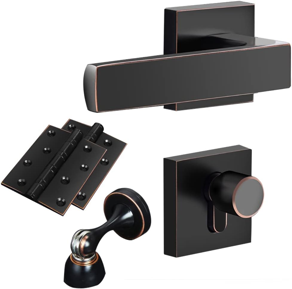 Elegant Non-Turning Square Door Lever Handle with Black Finish for Bathroom and Interior Doors(ModelB)
