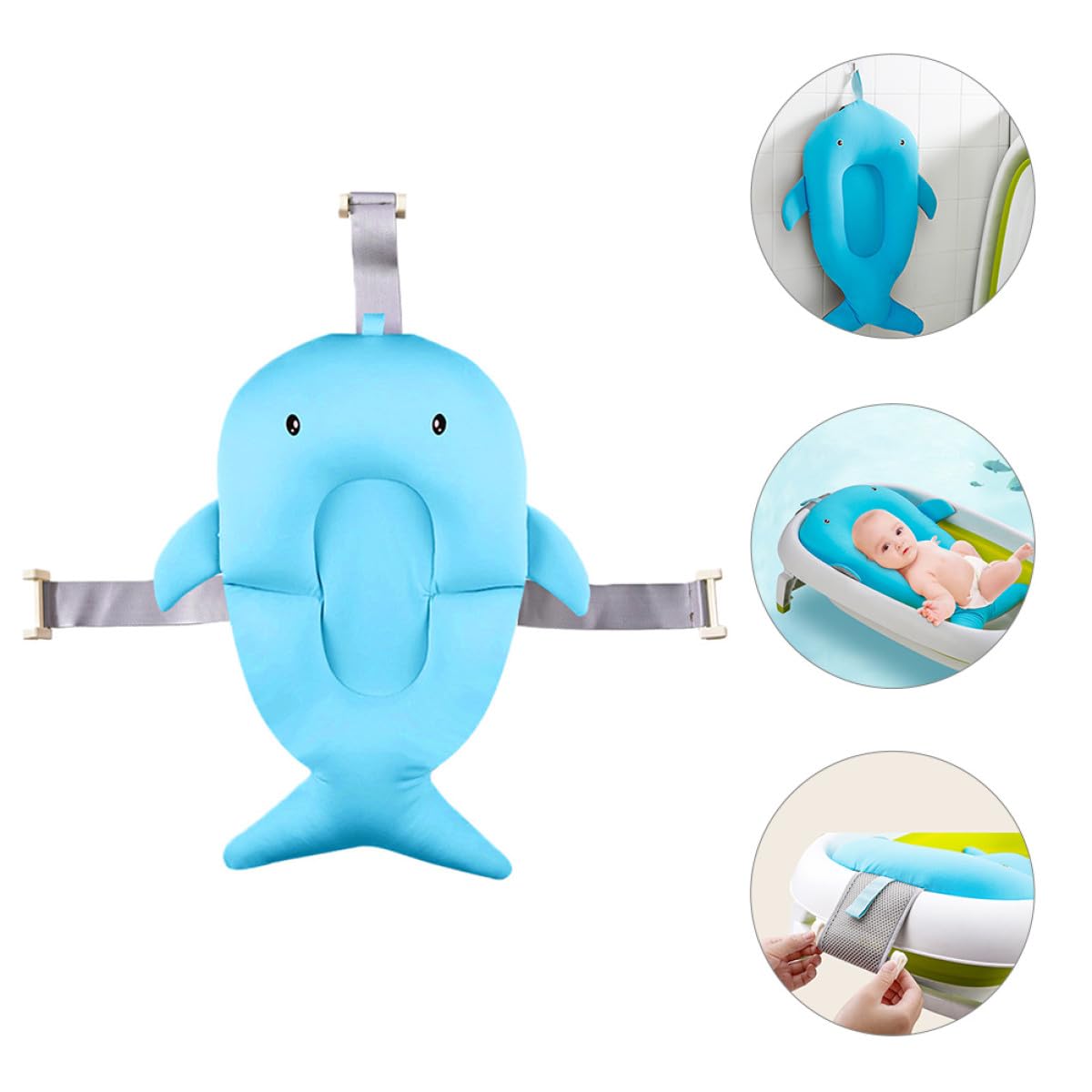 Cojín de Baño Alfombrilla Antideslizante Tejido Azul, Soporte Extra y Comodidad para Ñiño Adecuado para Recién Nacidos Bañera