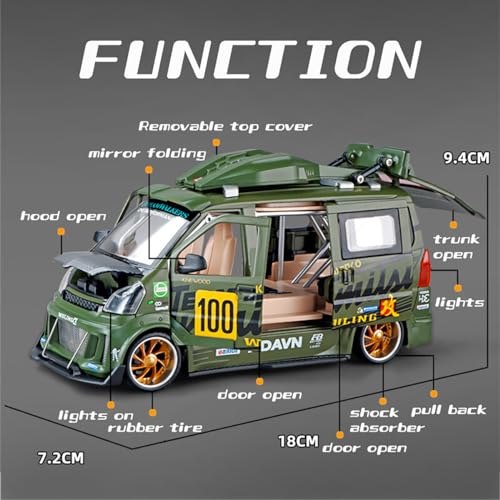 Image of Magicwand Die-Cast Zinc Alloy 1:24 Scale Wuling Track Sports Van【Large】 with 6 Openable Doors,Lights & Music & Steerable Front Wheels【Yellow】【Pack of 1】