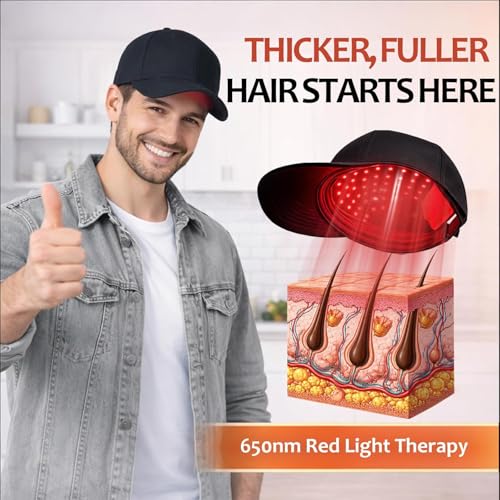 Image of Laser Hair Growth Cap - 650nm Red Light Therapy for Hair Regrowth, Full Scalp Coverage Treatment for Men & Women with Thinning Hair, Portable & Hands-Free, Black