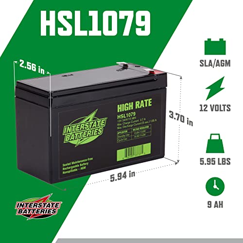 Image of Interstate Batteries High Rate Battery 12V 9Ah SLA AGM VRLA HSL1079