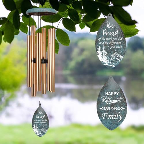 Image of ASTARIN Personalized Happy Retirement Wind Chimes, Tree of Life Retirement Wind Spinner Gift for Women /Men Teacher Coworker 2024, Going Away Farewell Gifts, Deep Tone Larde Wind Chime