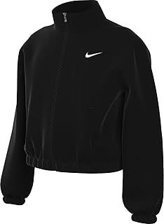 Nike Sportswear Girls' Oversized Lightweight Jacket (FZ5557-010, Black/White) Size Medium